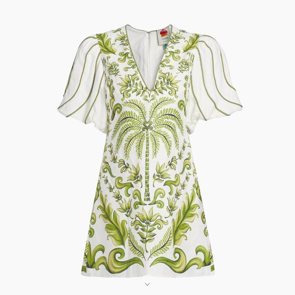 FARM Rio Green and White Mini Dress - Picture 7 of 15